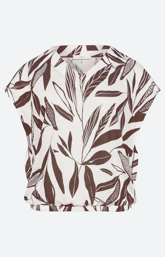 Shirt met elastische zoom, bruin