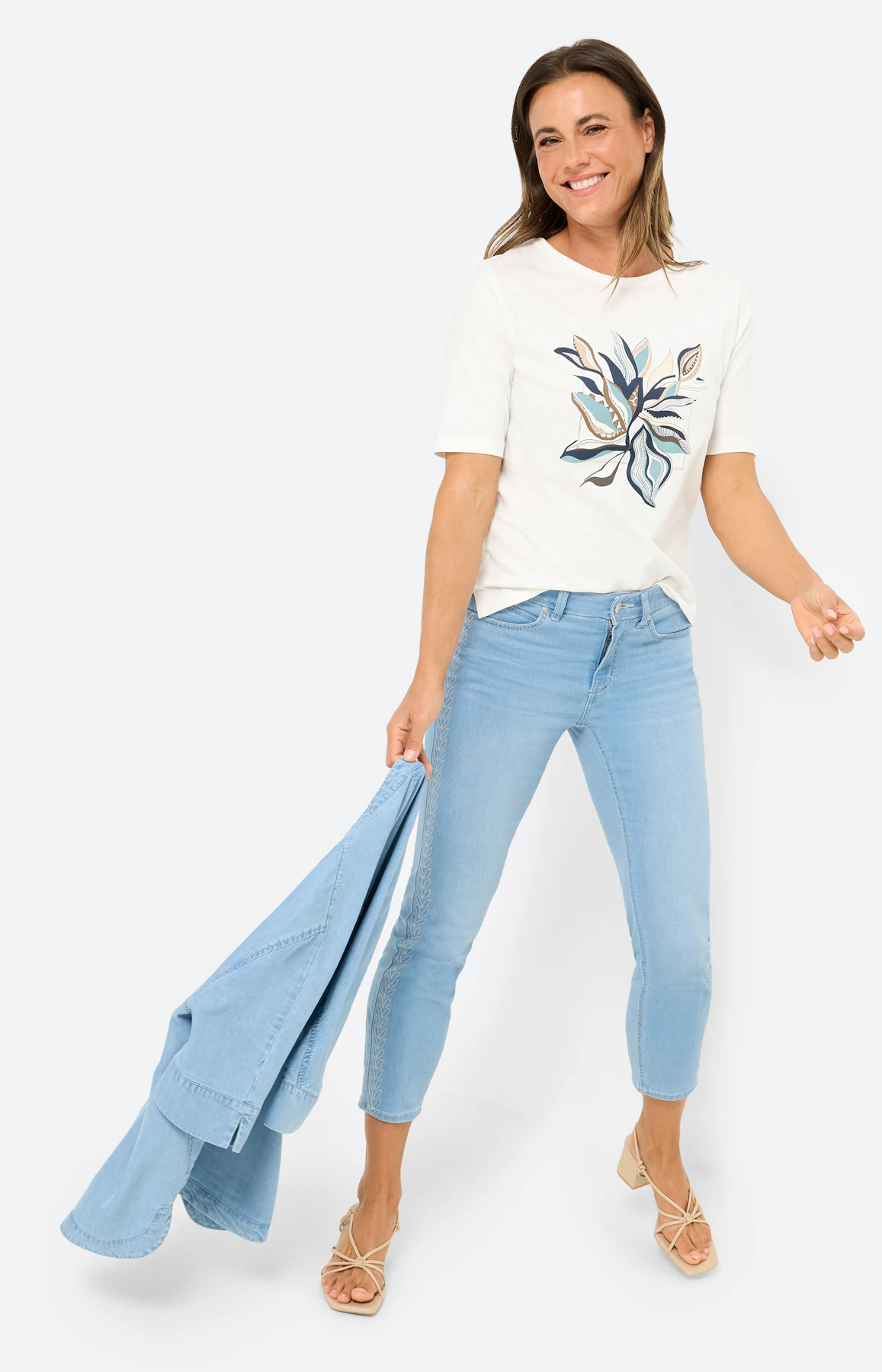 T-shirt met frontprint, wit