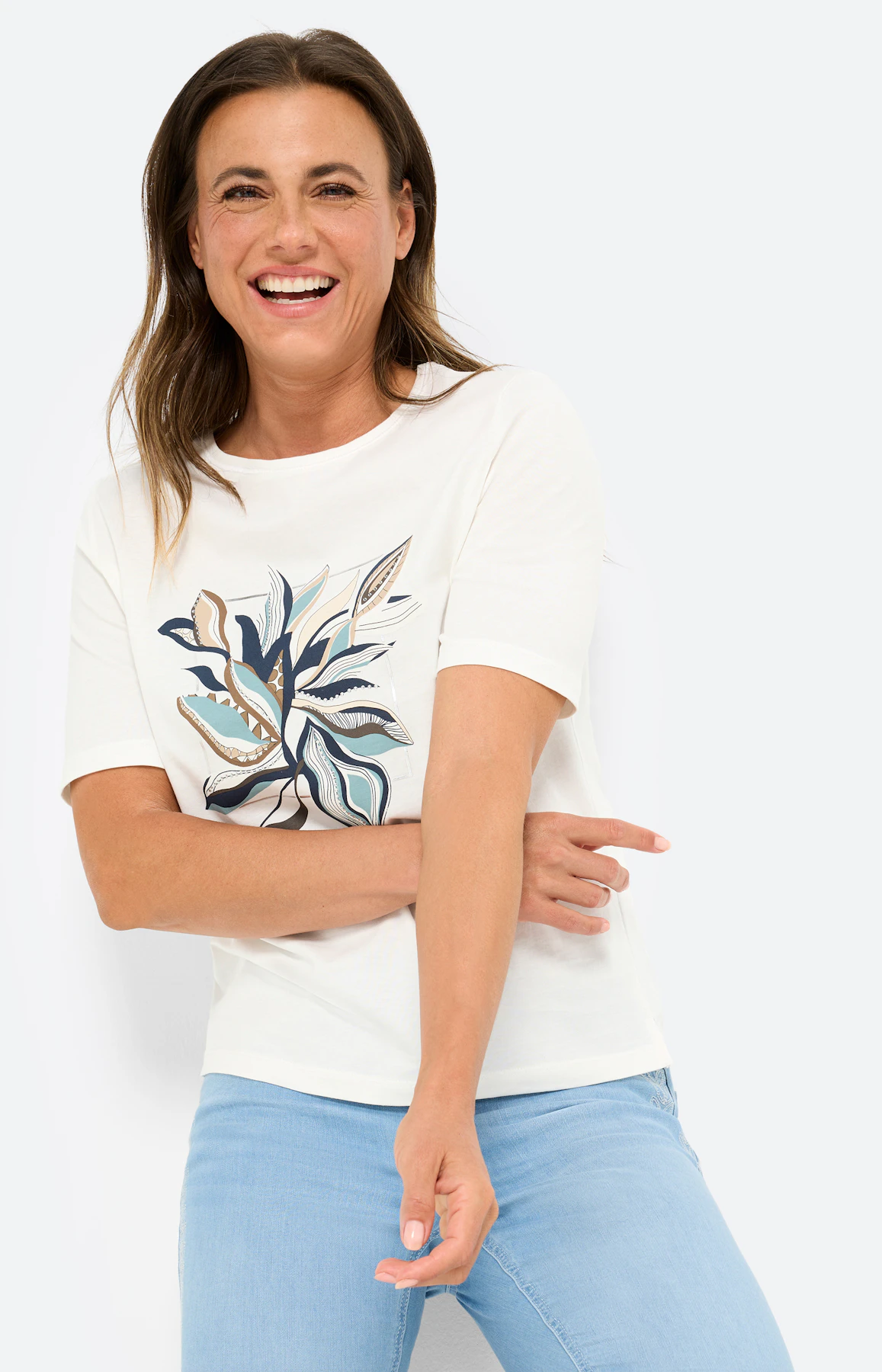 T-shirt met frontprint, wit