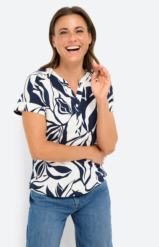 T-shirt met bladerprint, wit