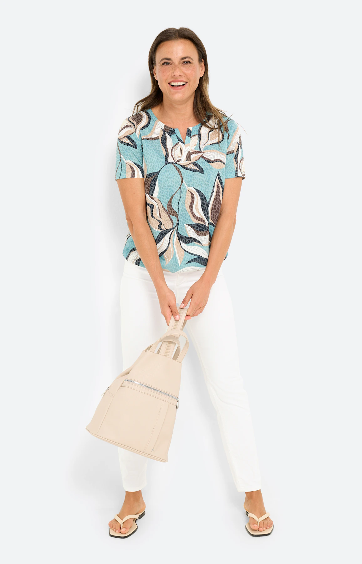 T-shirt met etskanteffect, aqua