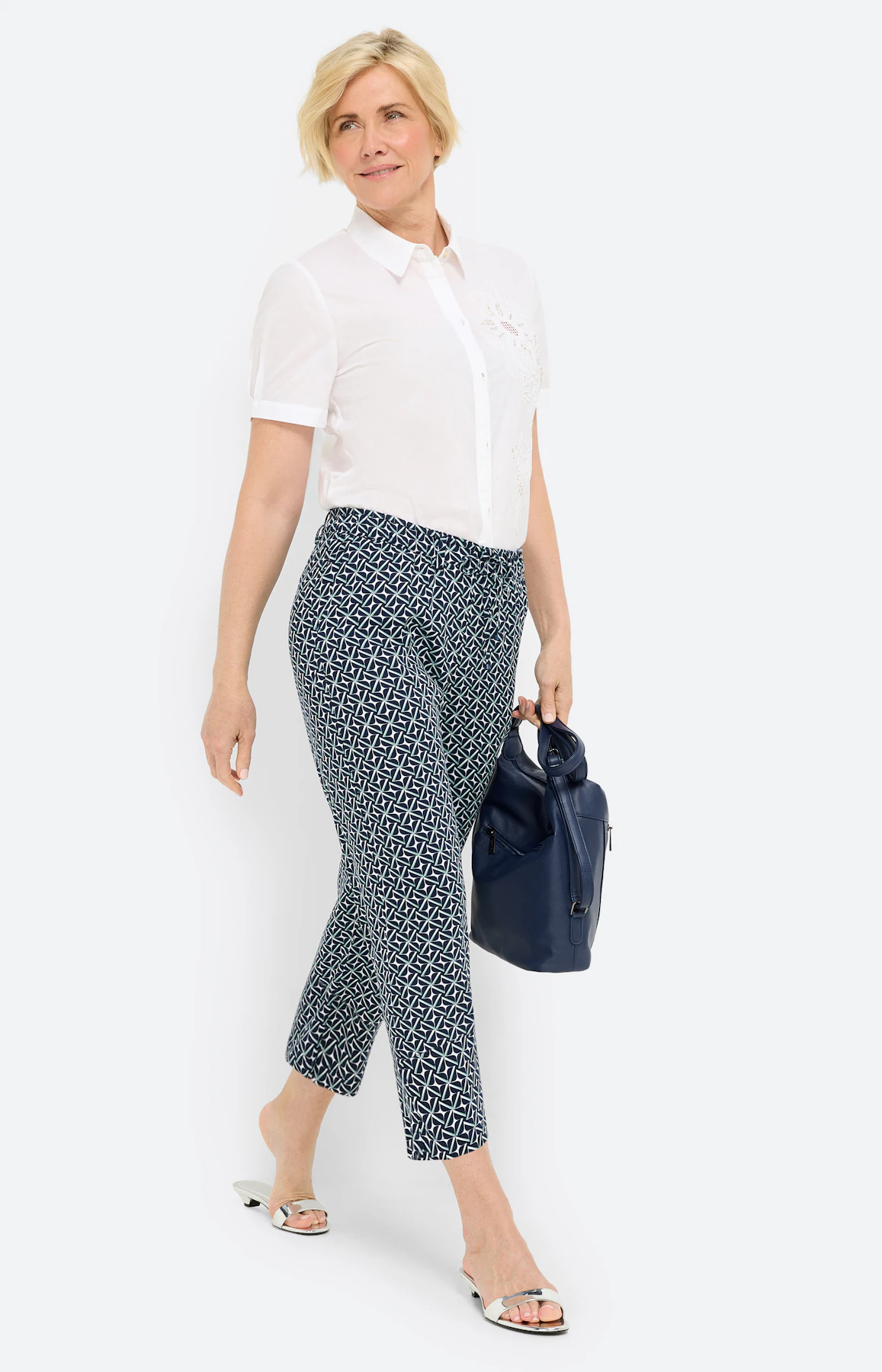 Culotte met print all-over, navy