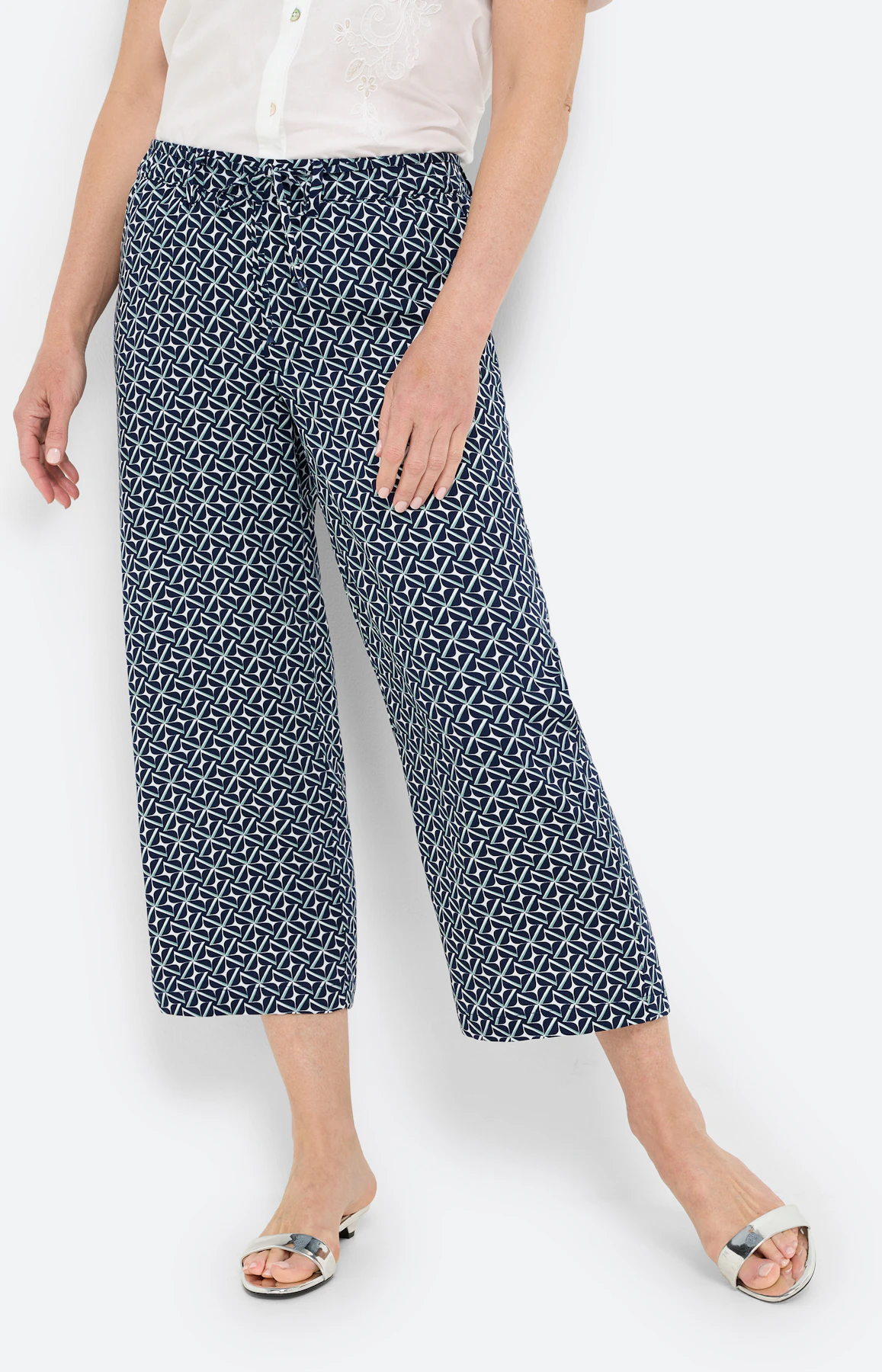 Culotte met print all-over, navy