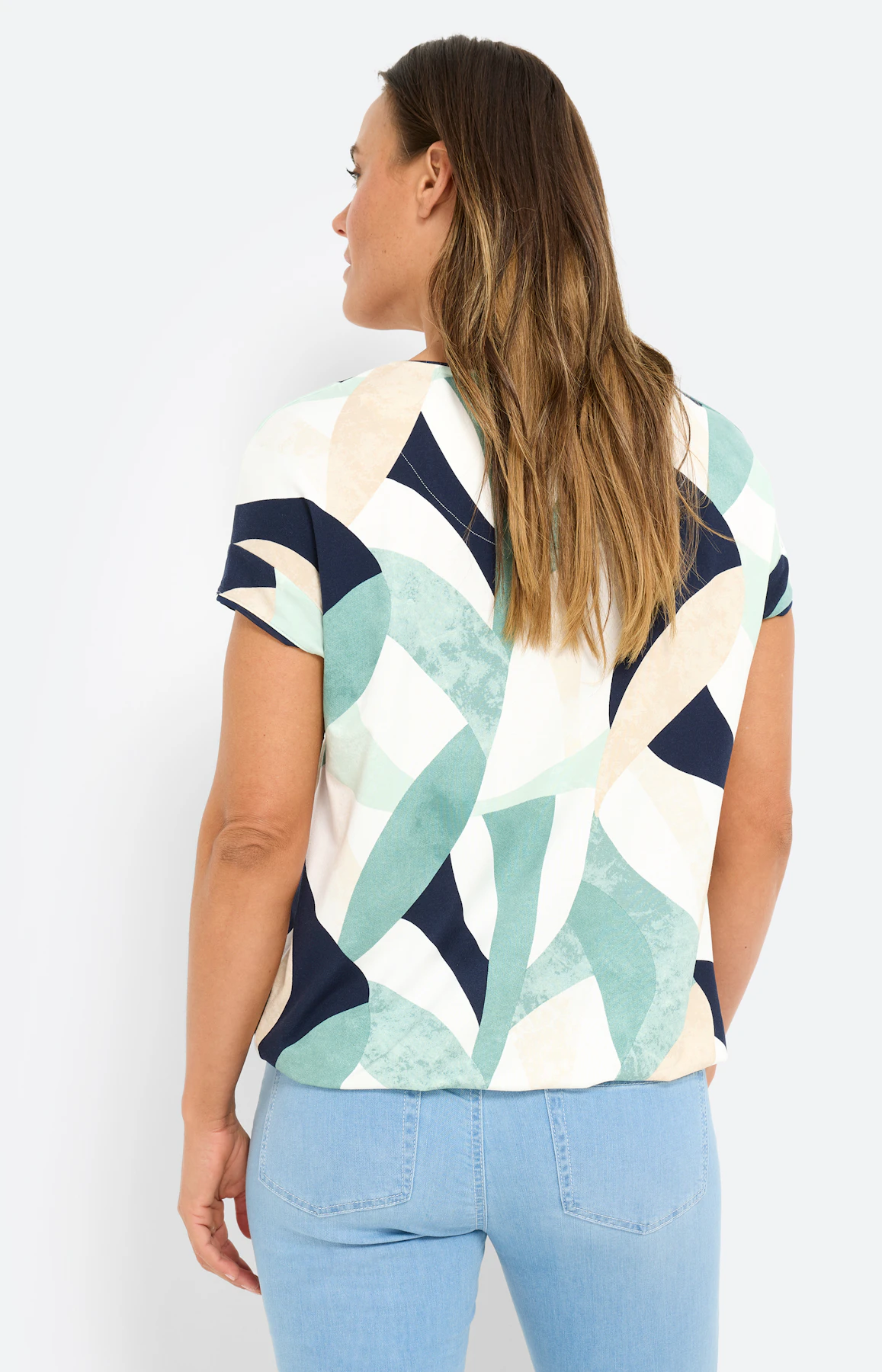 T-shirt met grafisch motief, aqua