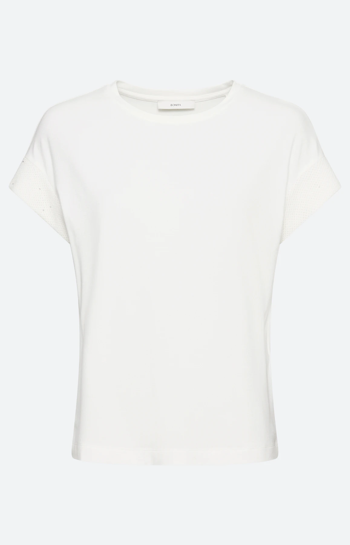 T-shirt met mesh-mouwen, wit