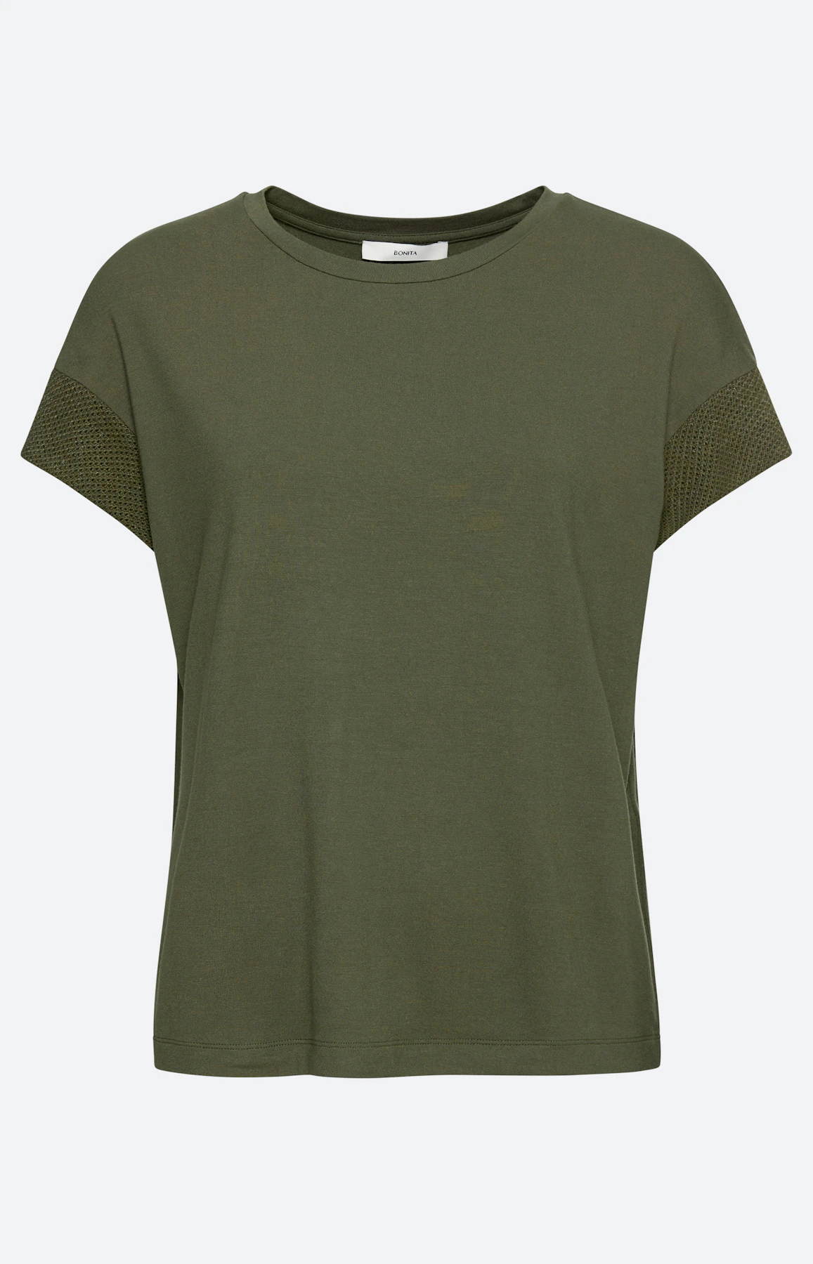 T-shirt met mesh-mouwen, diepgroen