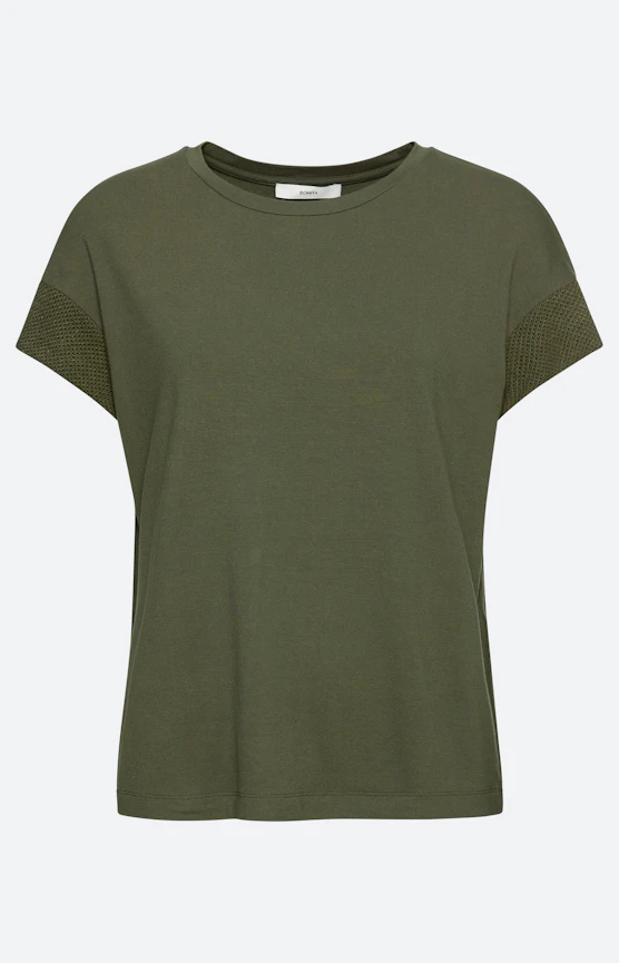 T-Shirt mit Mesh-Ärmel, tiefgrün