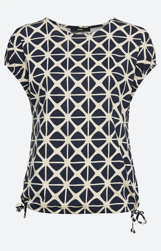 Shirt met rijgkoord in de zoom, navy