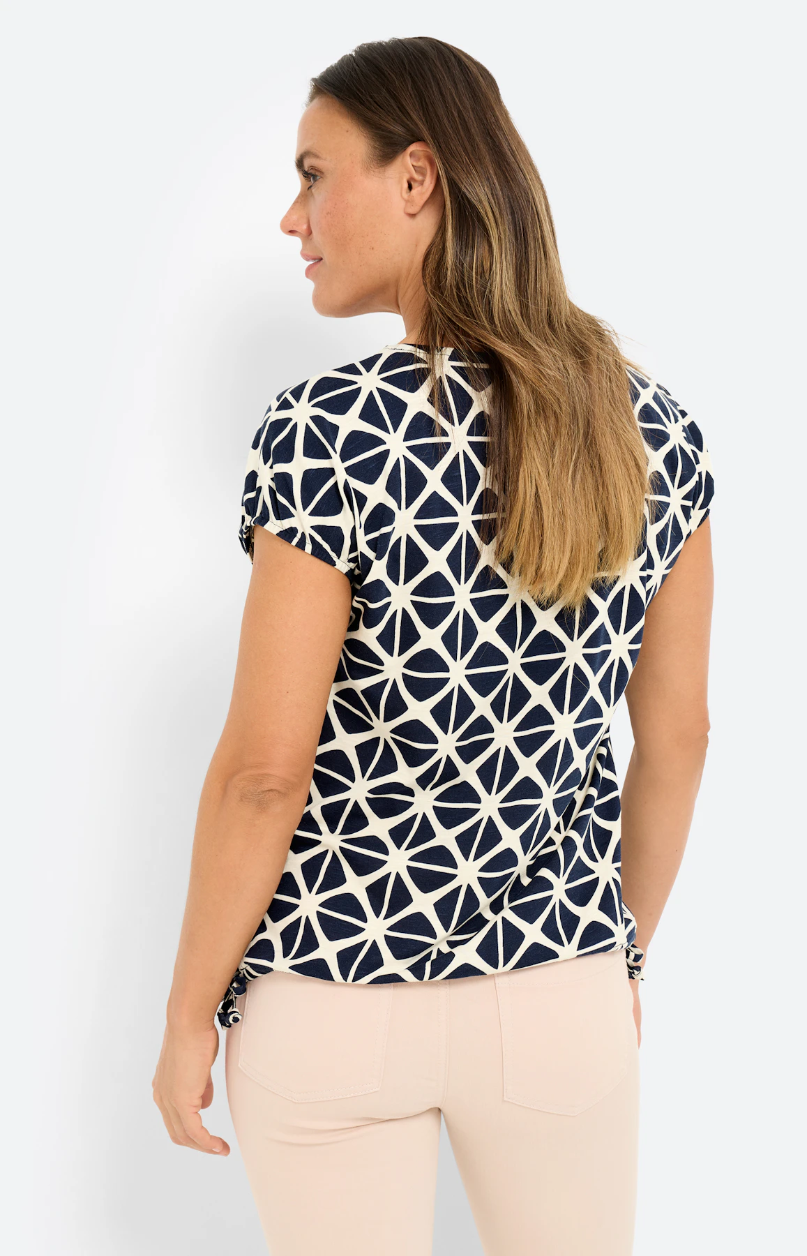 Shirt met rijgkoord in de zoom, navy
