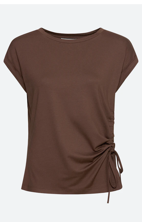 T-Shirt mit Raffung, braun