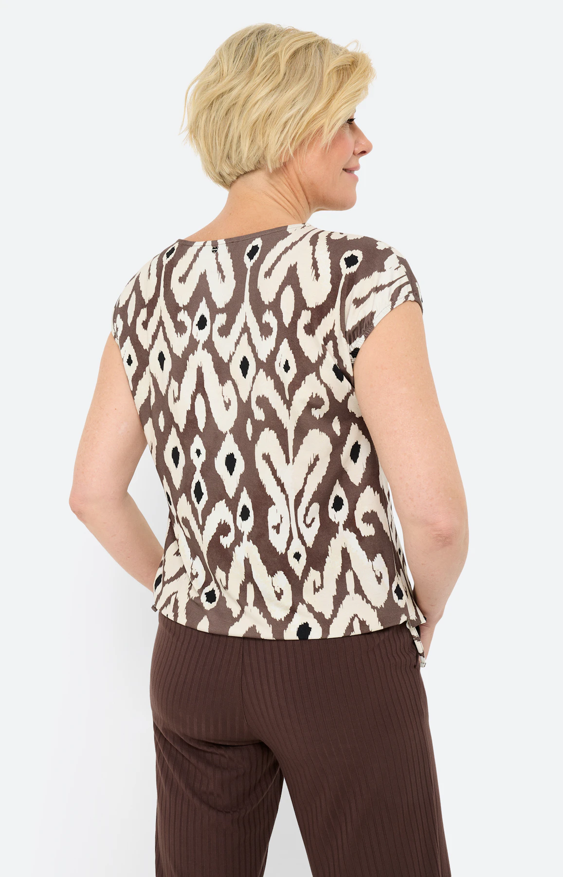 Shirt met rijgkoord in de zoom, bruin