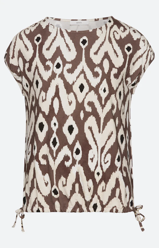 Shirt mit Tunnelzug-Saum, braun
