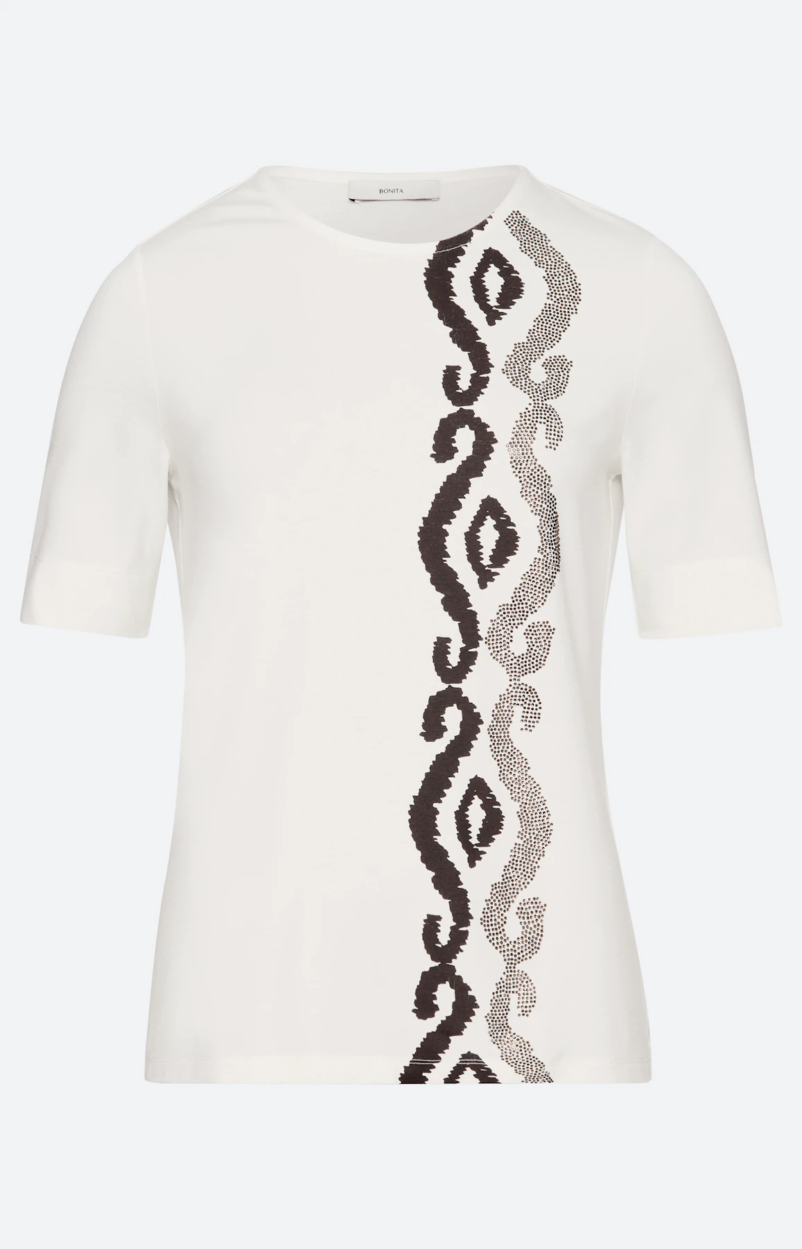 T-shirt met asymmetrische print, bruin