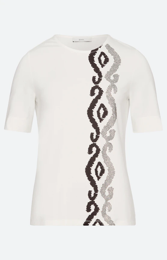 T-Shirt mit asymmetrischem Print, weiß