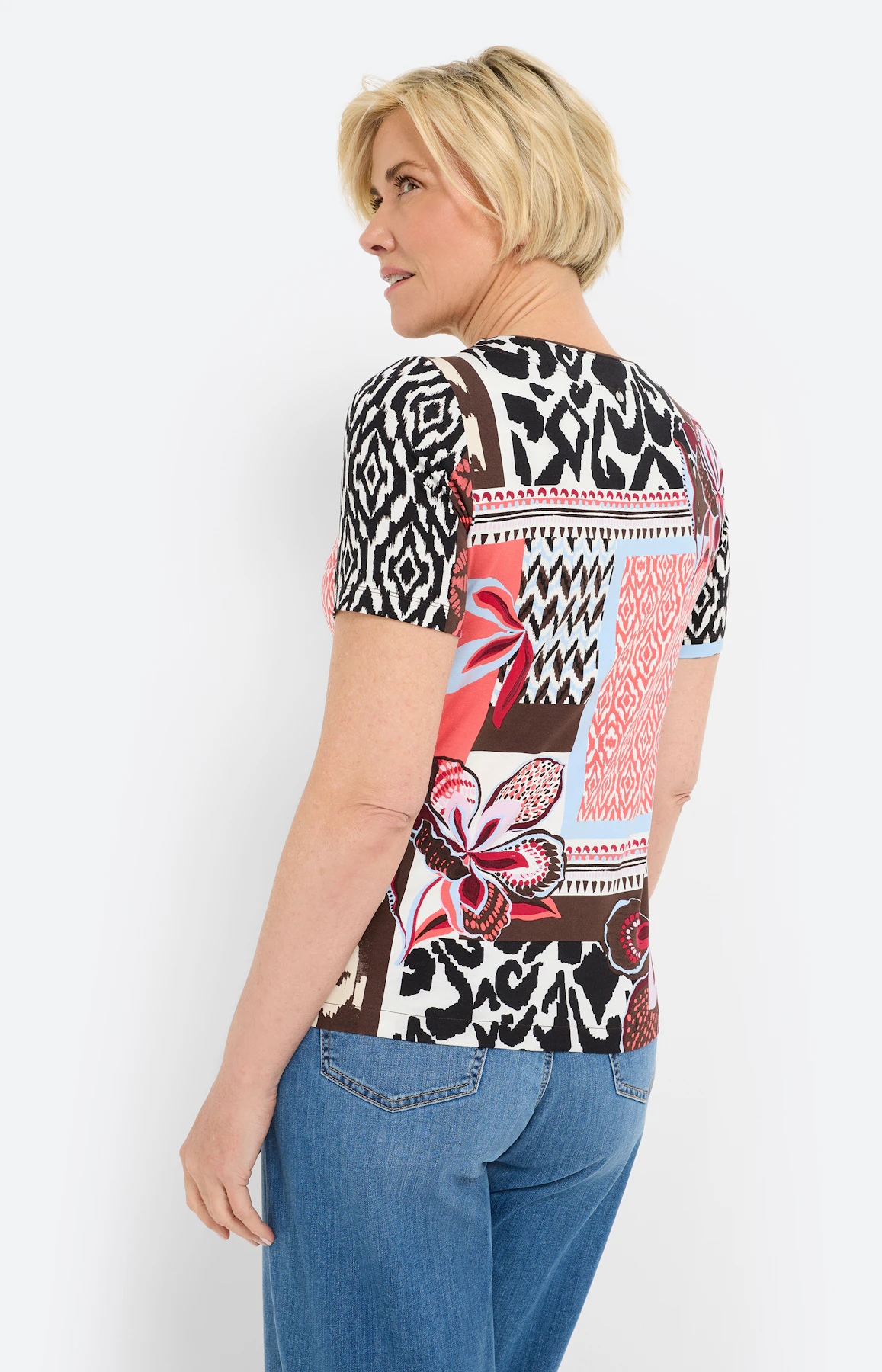 T-Shirt mit Knoten-Saum, koralle