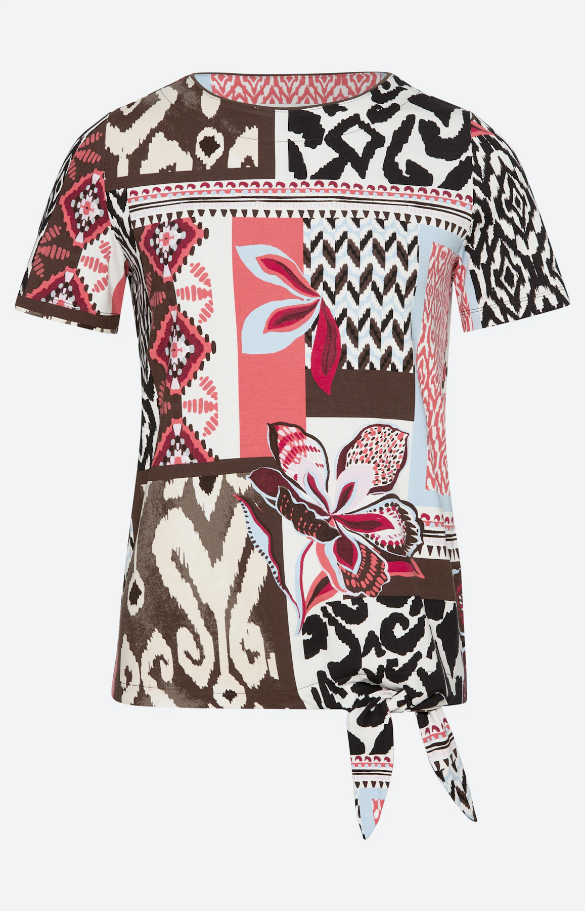 T-Shirt mit Knoten-Saum, koralle