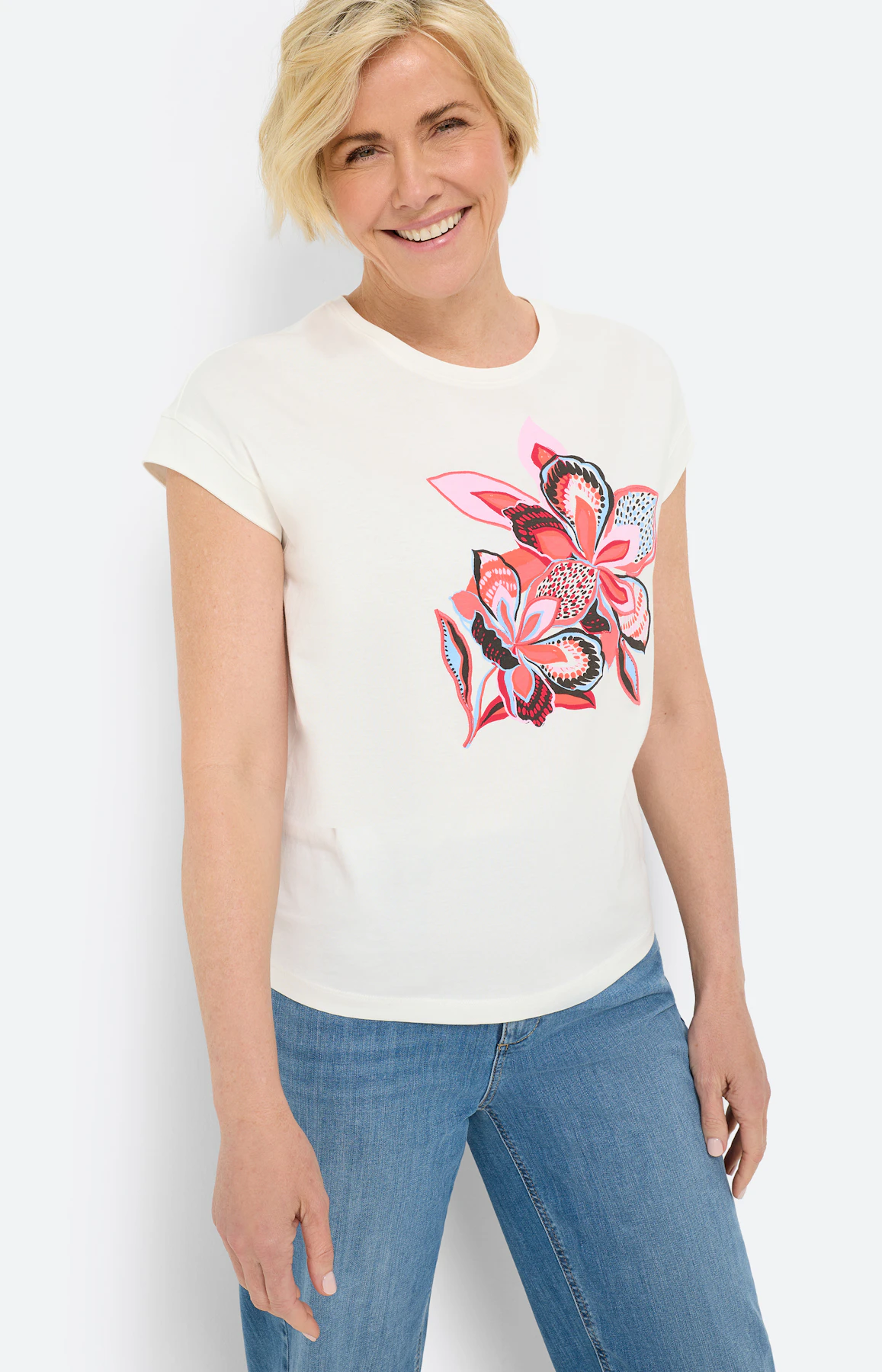 T-Shirt mit Frontprint, weiß