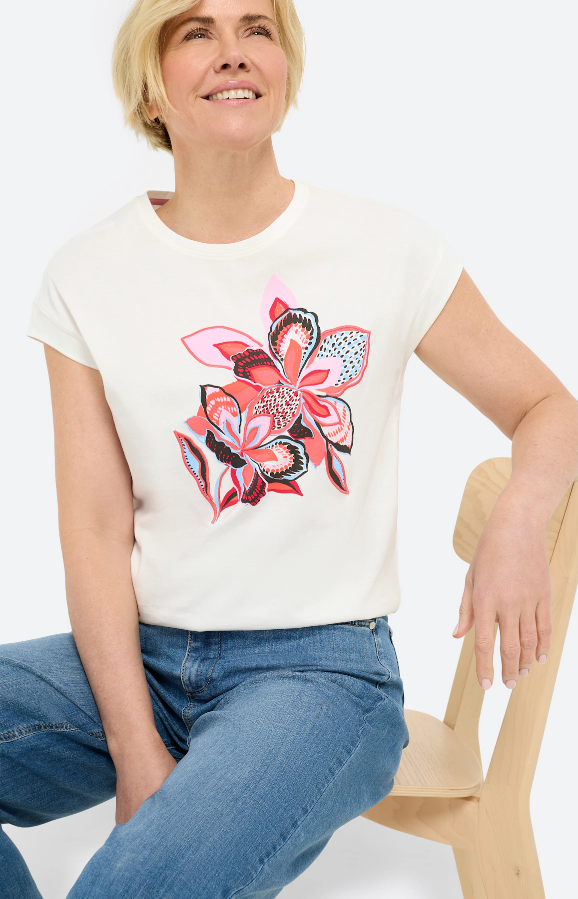 T-Shirt mit Frontprint, weiß