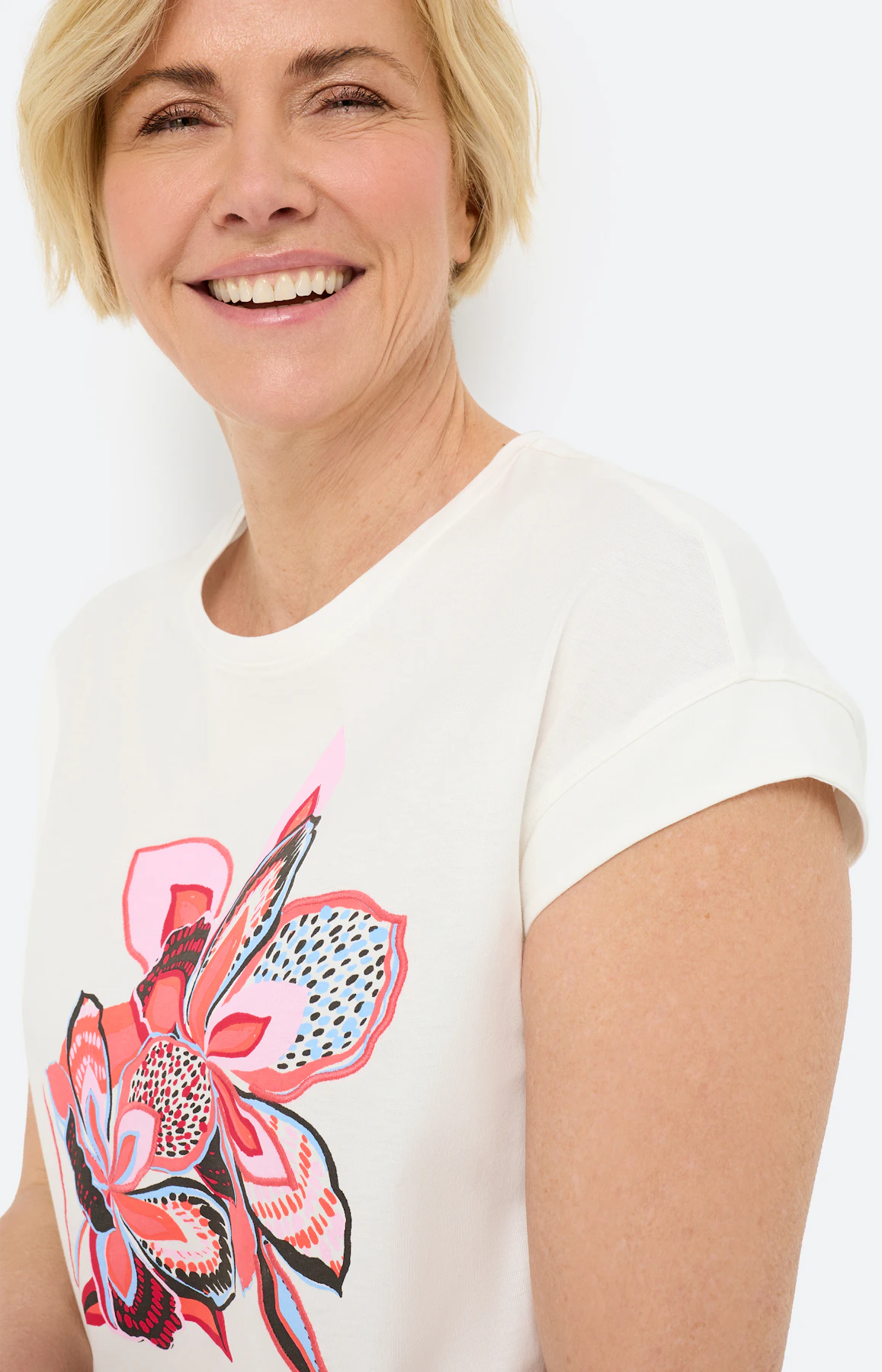 T-Shirt mit Frontprint, weiß