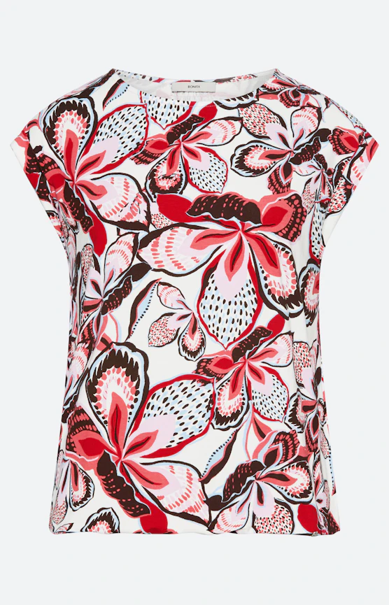 Shirt mit floralem Print, koralle