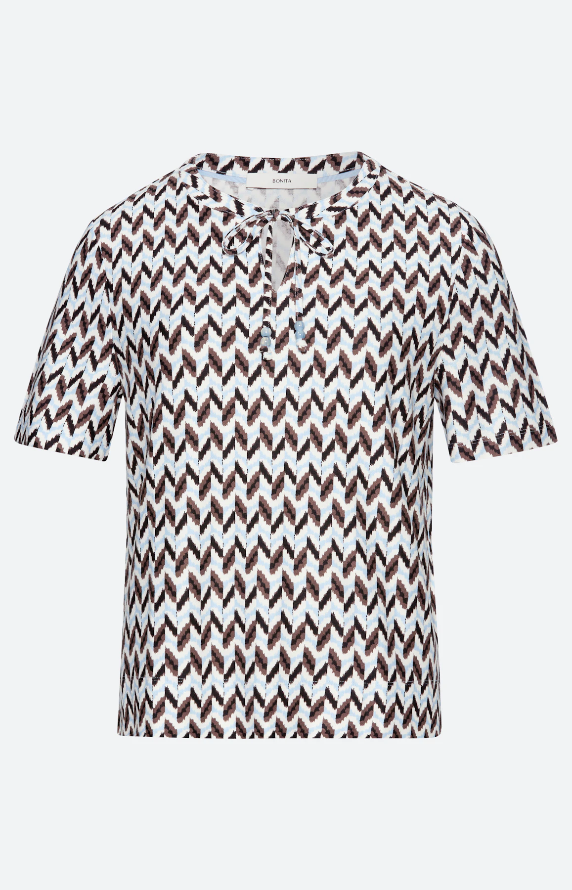 T-shirt met zigzagdessin, bruin