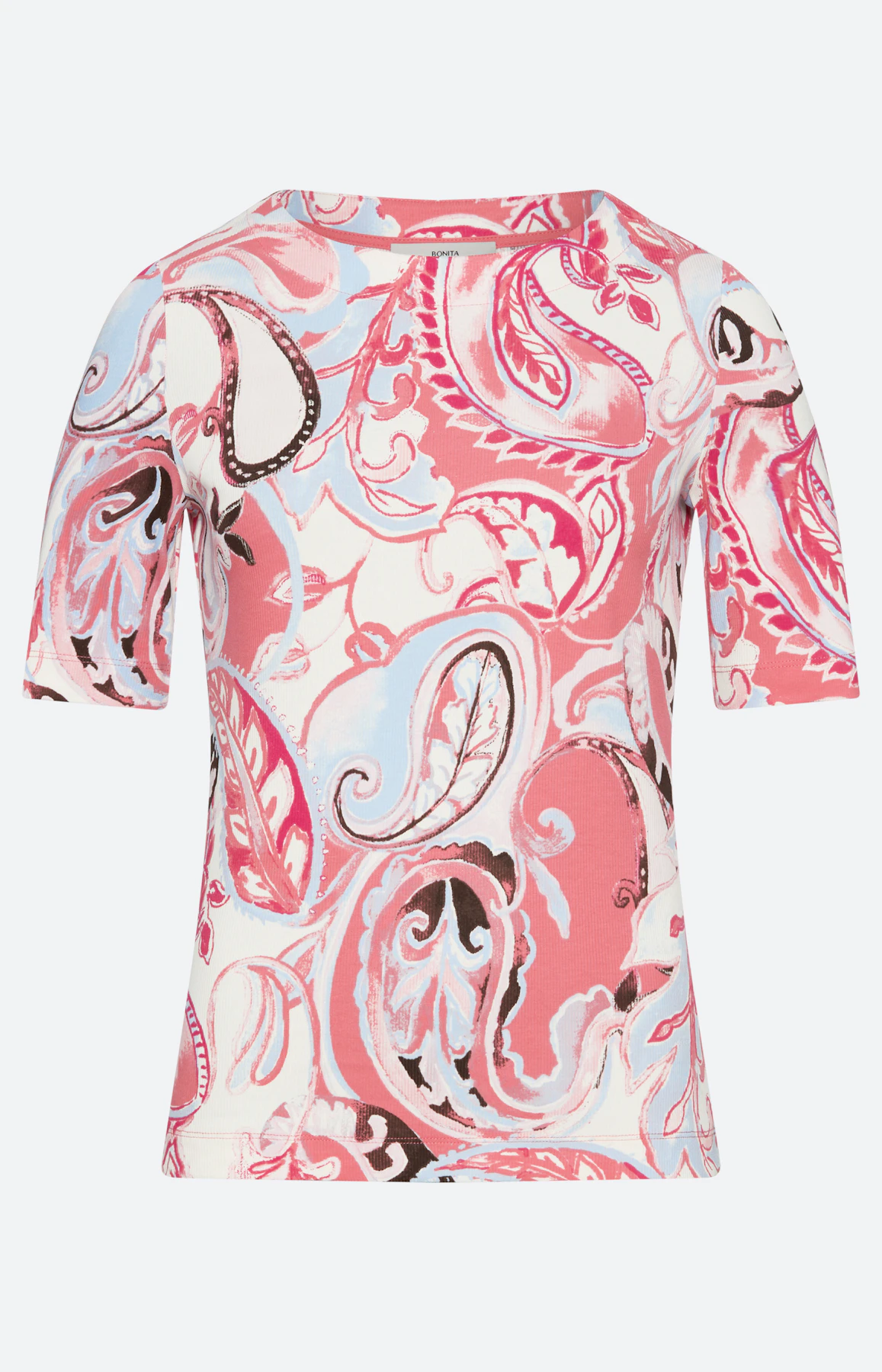 T-shirt met paisleymotief, koraal