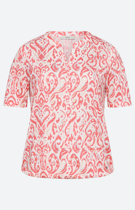 T-Shirt mit Burnout-Effekt, koralle