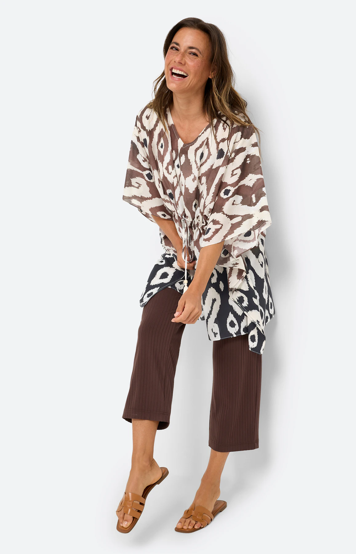Tuniek met V-hals, bruin