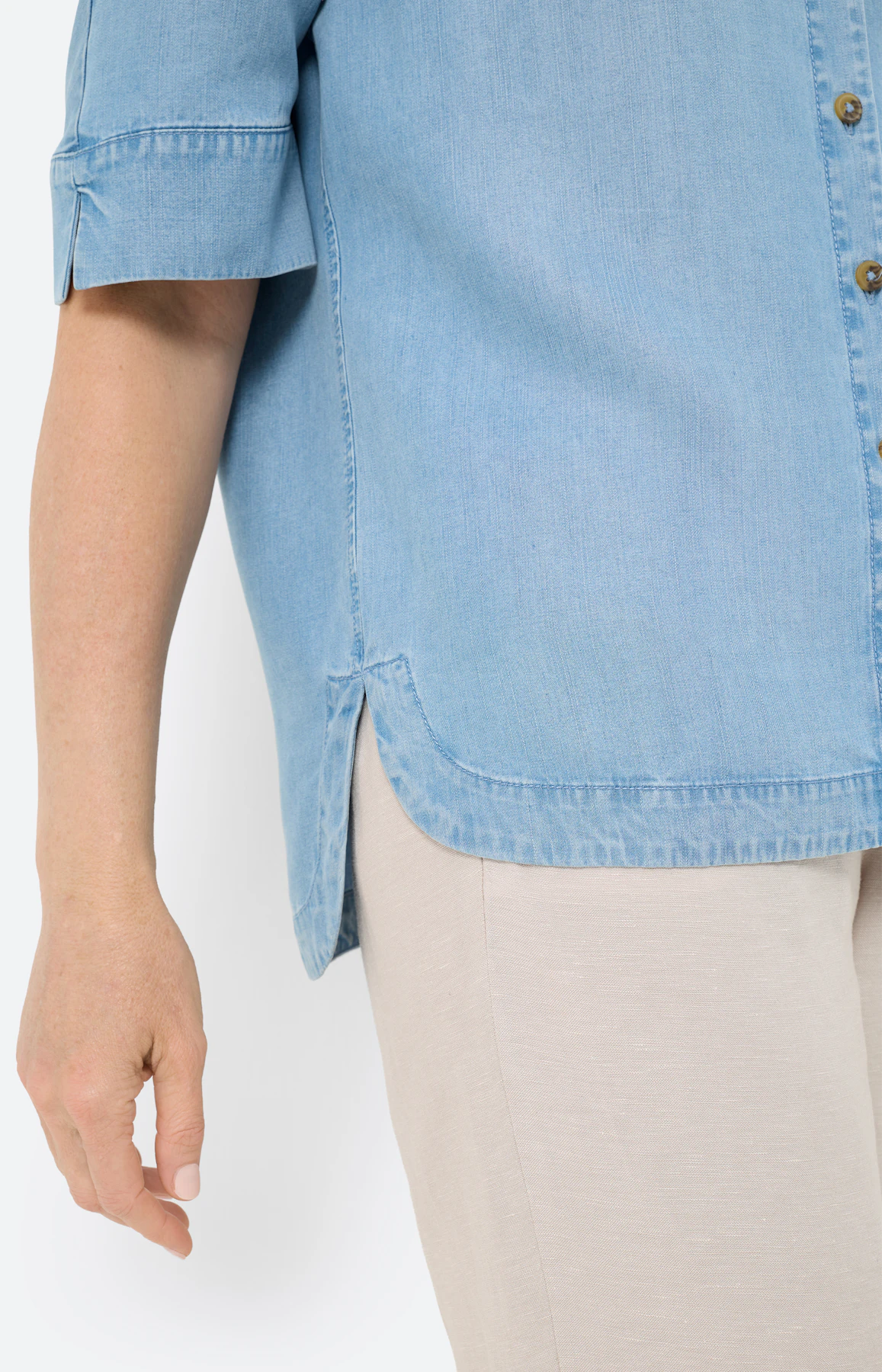 Blouse in jeans-look, mid stone