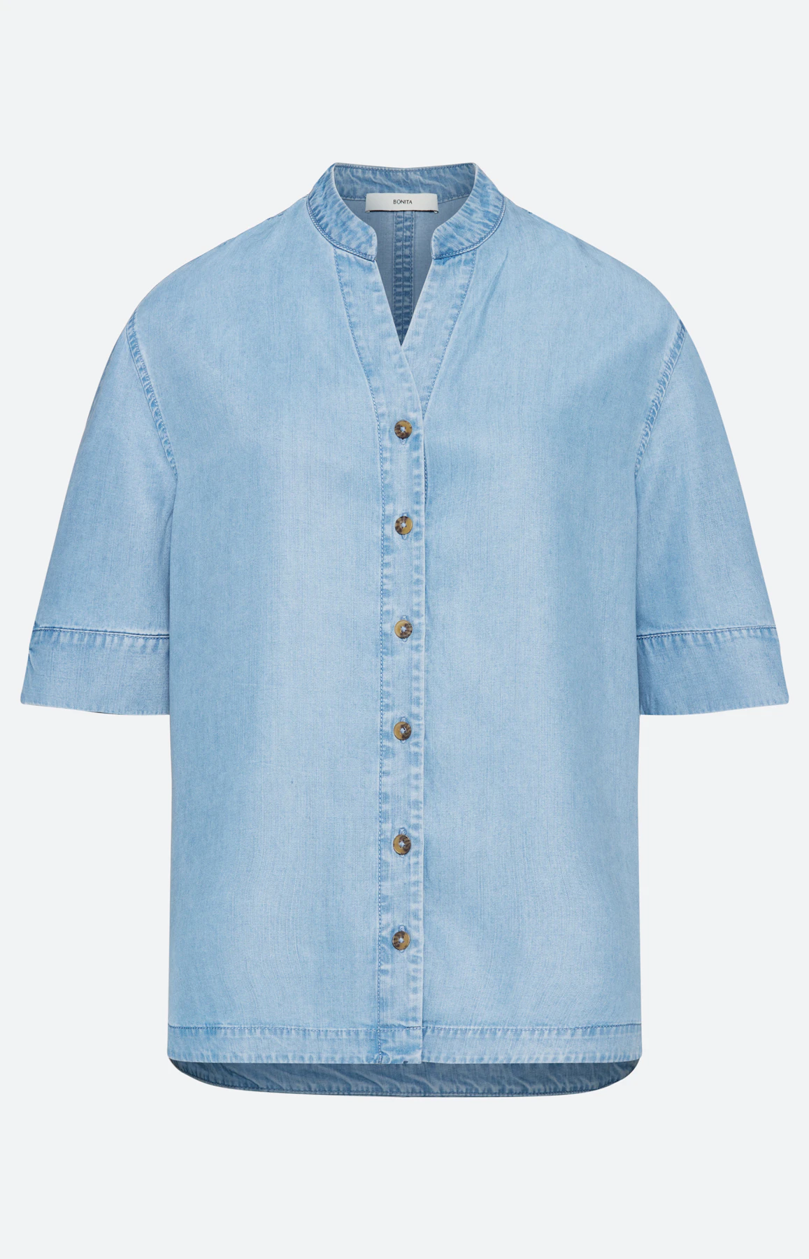 Blouse in jeans-look, mid stone