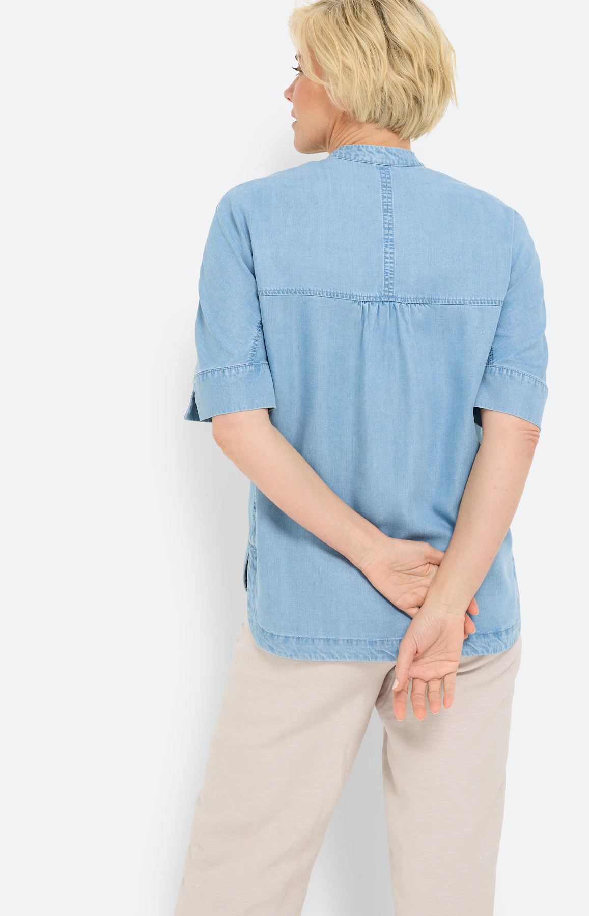 Blouse in jeans-look, mid stone