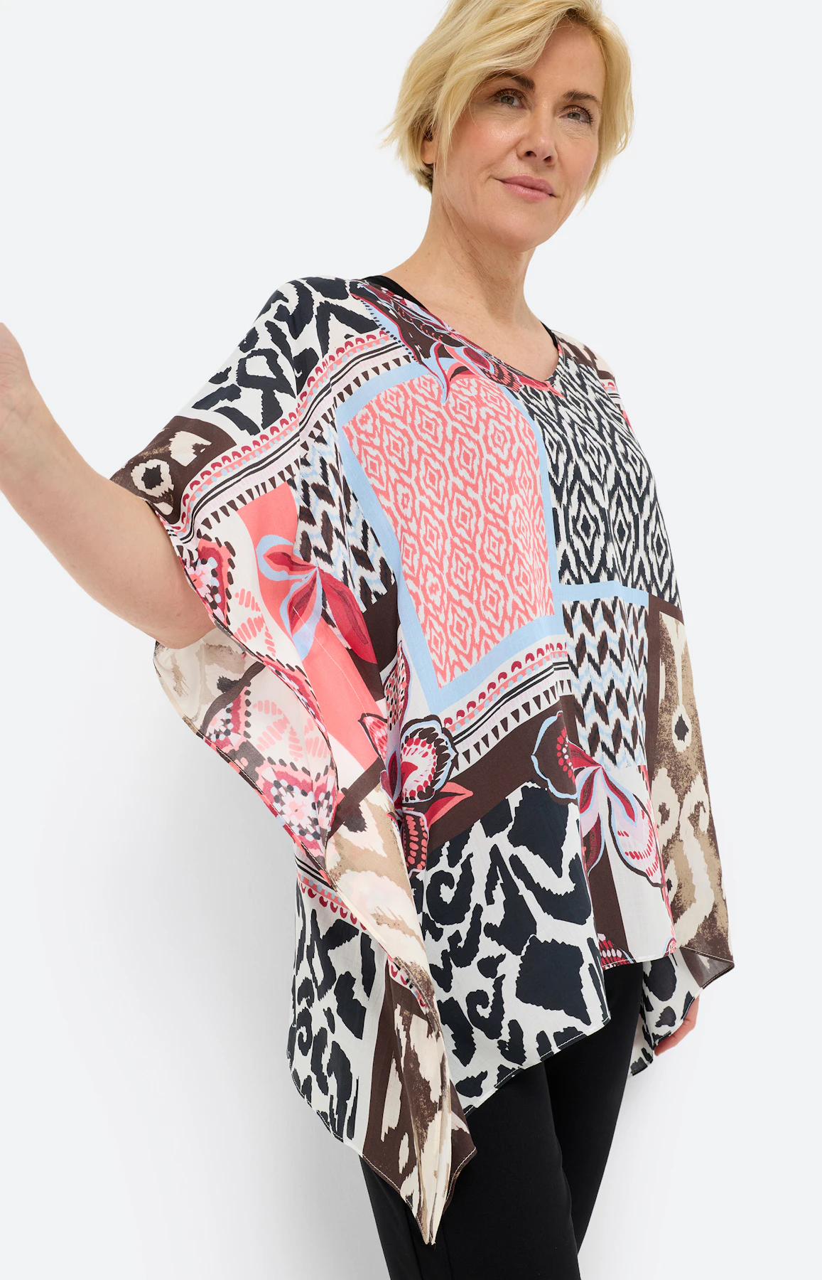 Tuniek in patchworkdesign, koraal