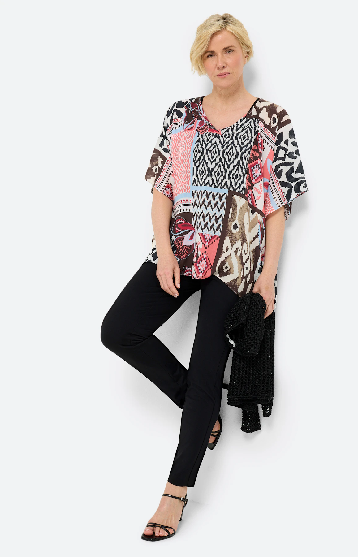 Tuniek in patchworkdesign, koraal