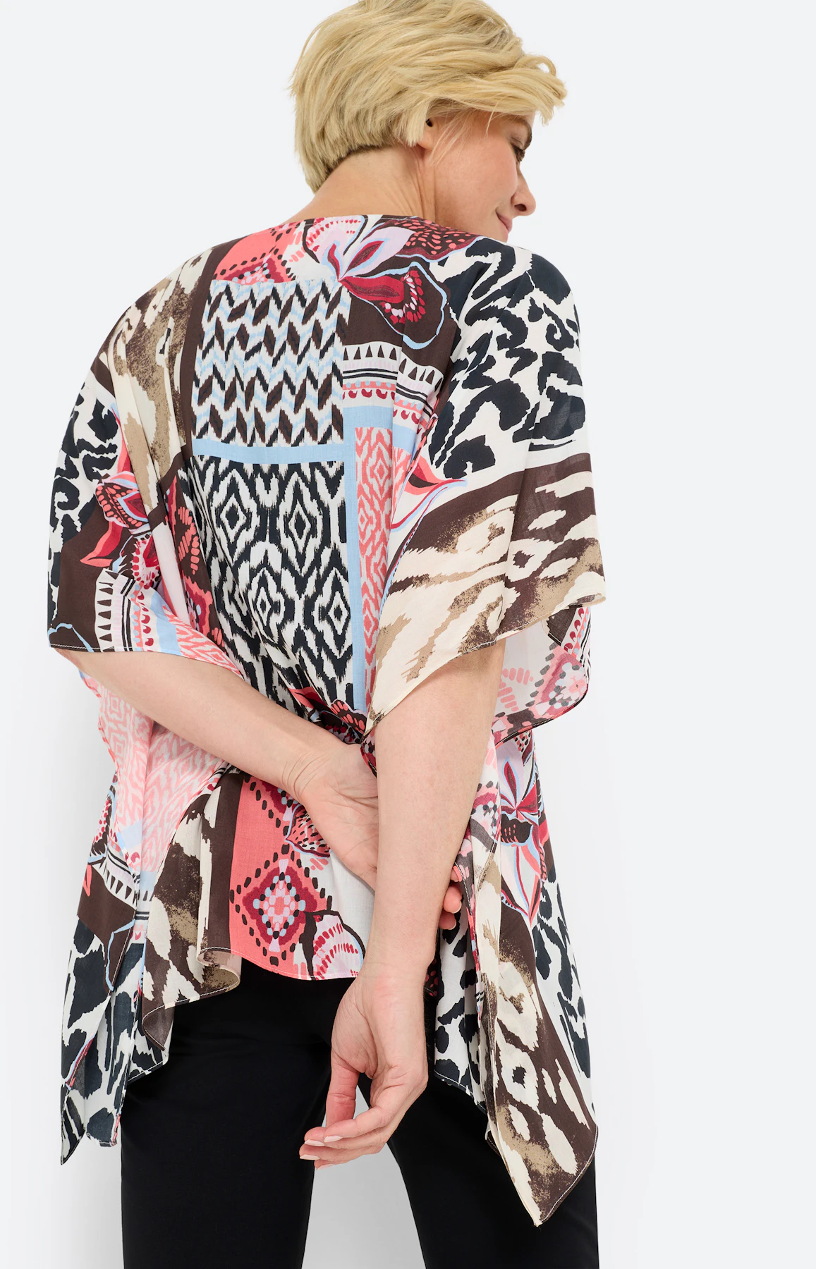 Tuniek in patchworkdesign, koraal