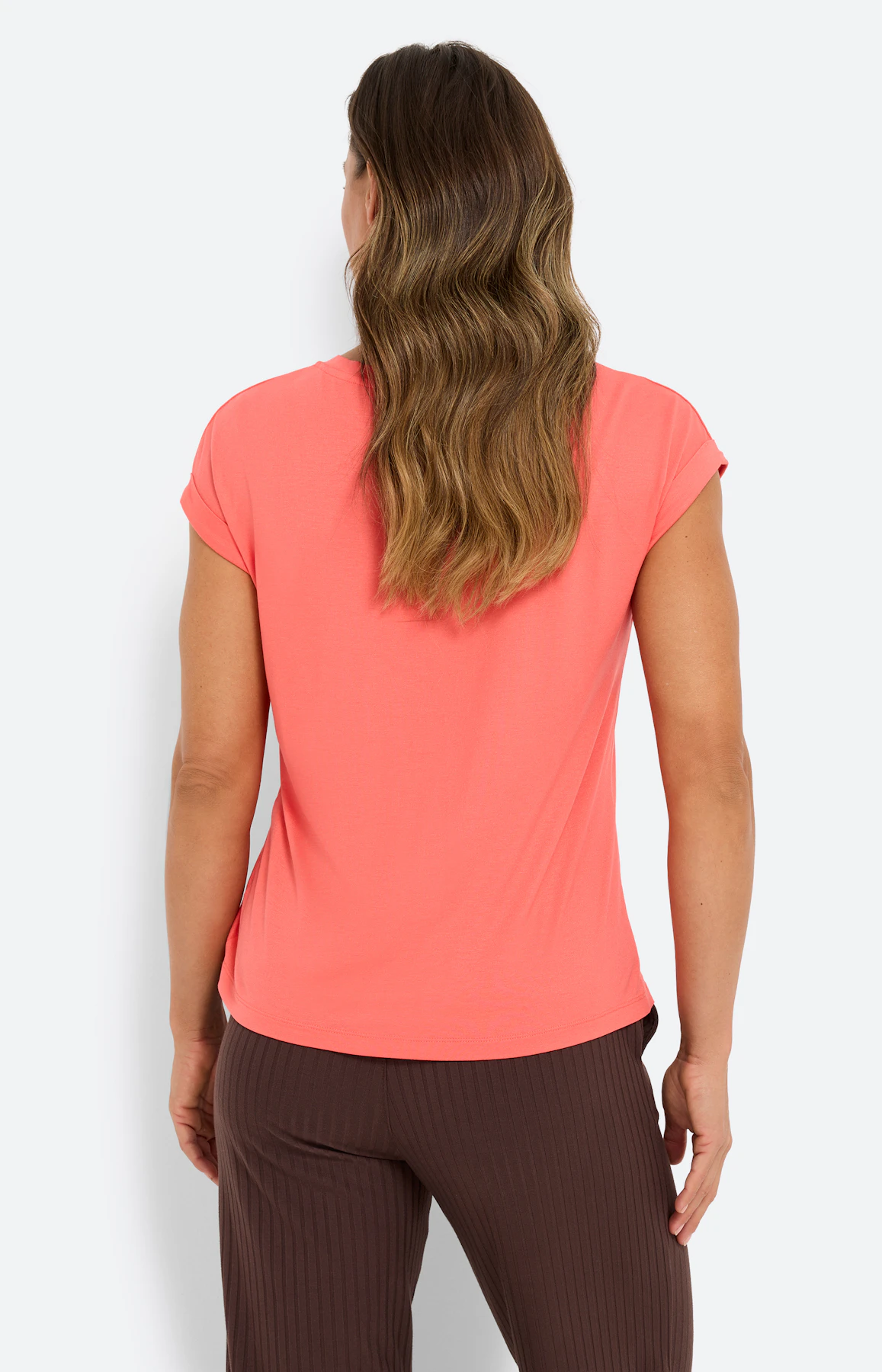 T-shirt met plooi, koraal