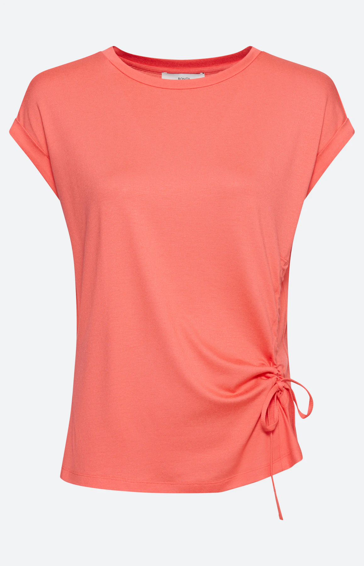 T-shirt met plooi, koraal
