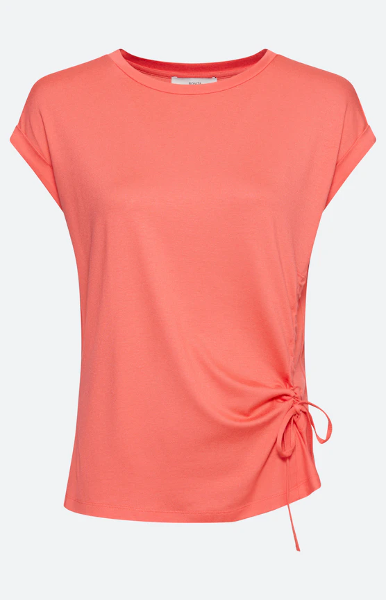 T-Shirt mit Raffung, koralle