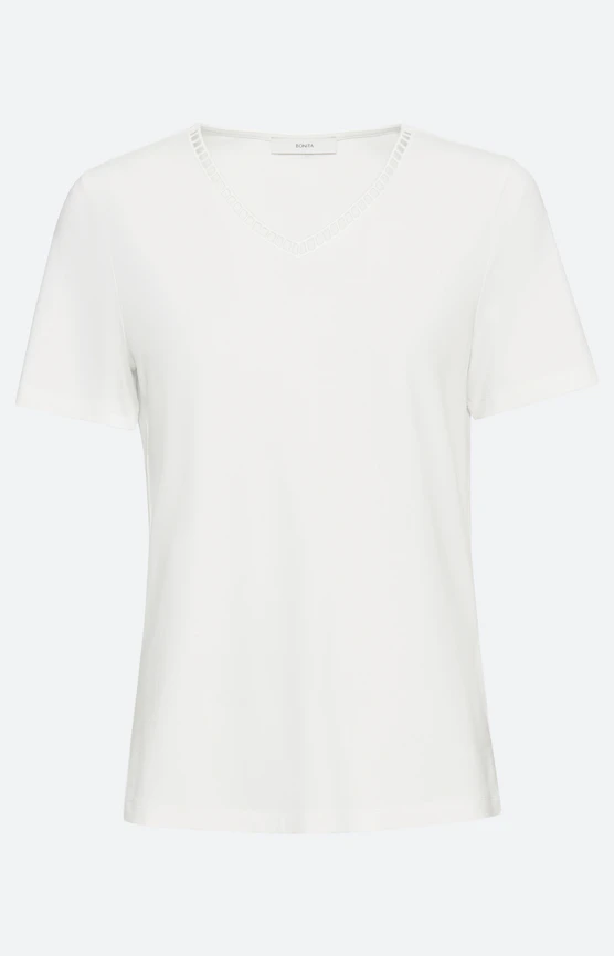 T-Shirt mit V-Ausschnitt, weiß
