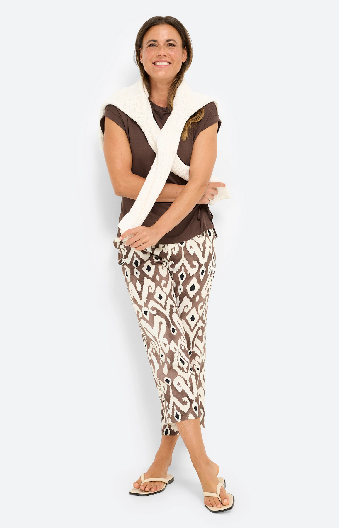 Culotte met print all-over, bruin