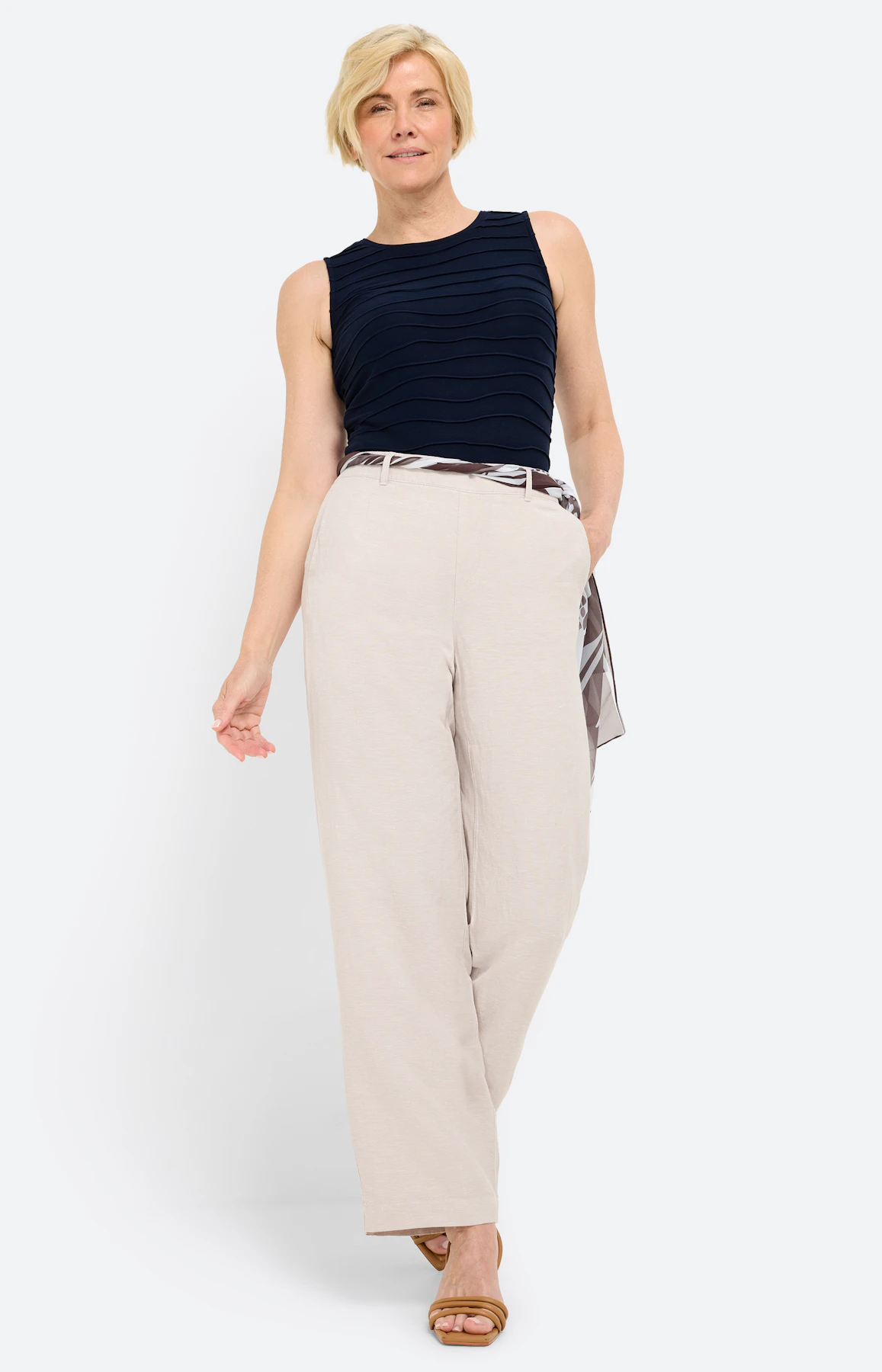 Top met golfstructuur, navy