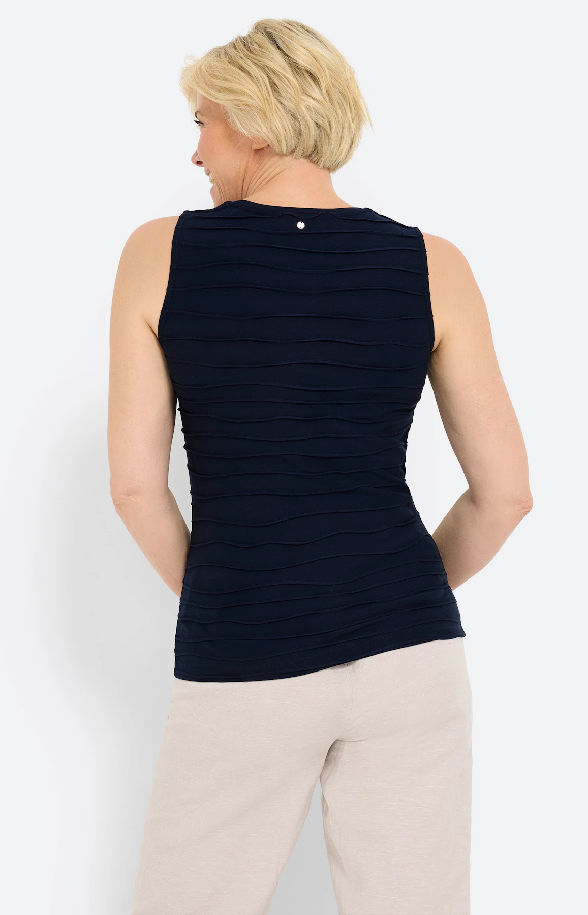 Top met golfstructuur, navy