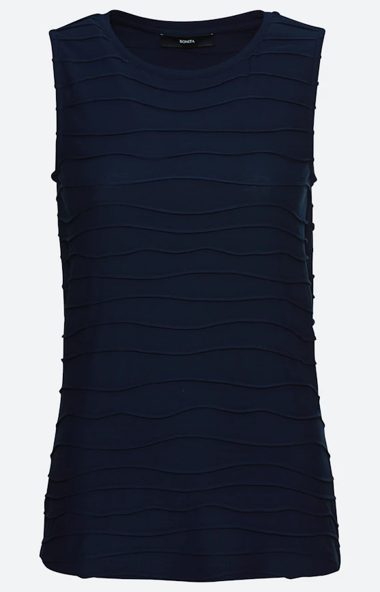 Top met golfstructuur, navy