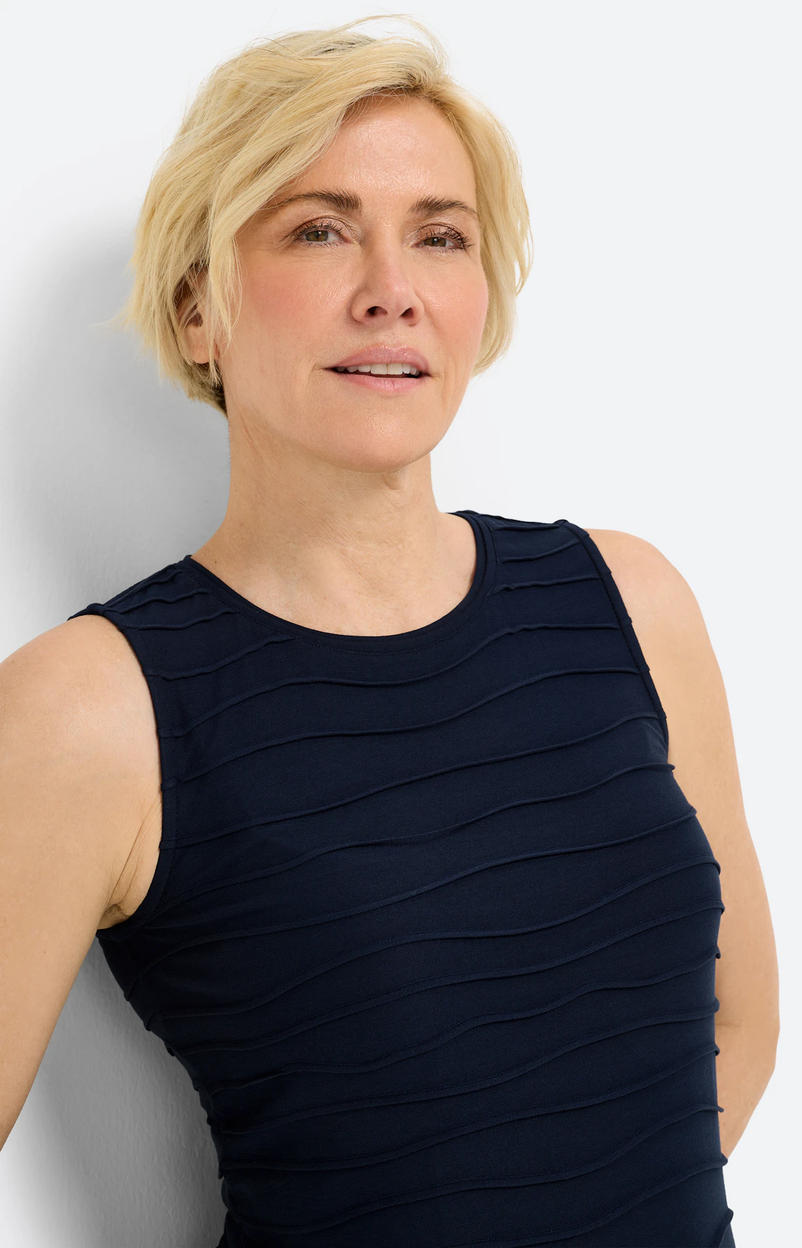 Top met golfstructuur, navy