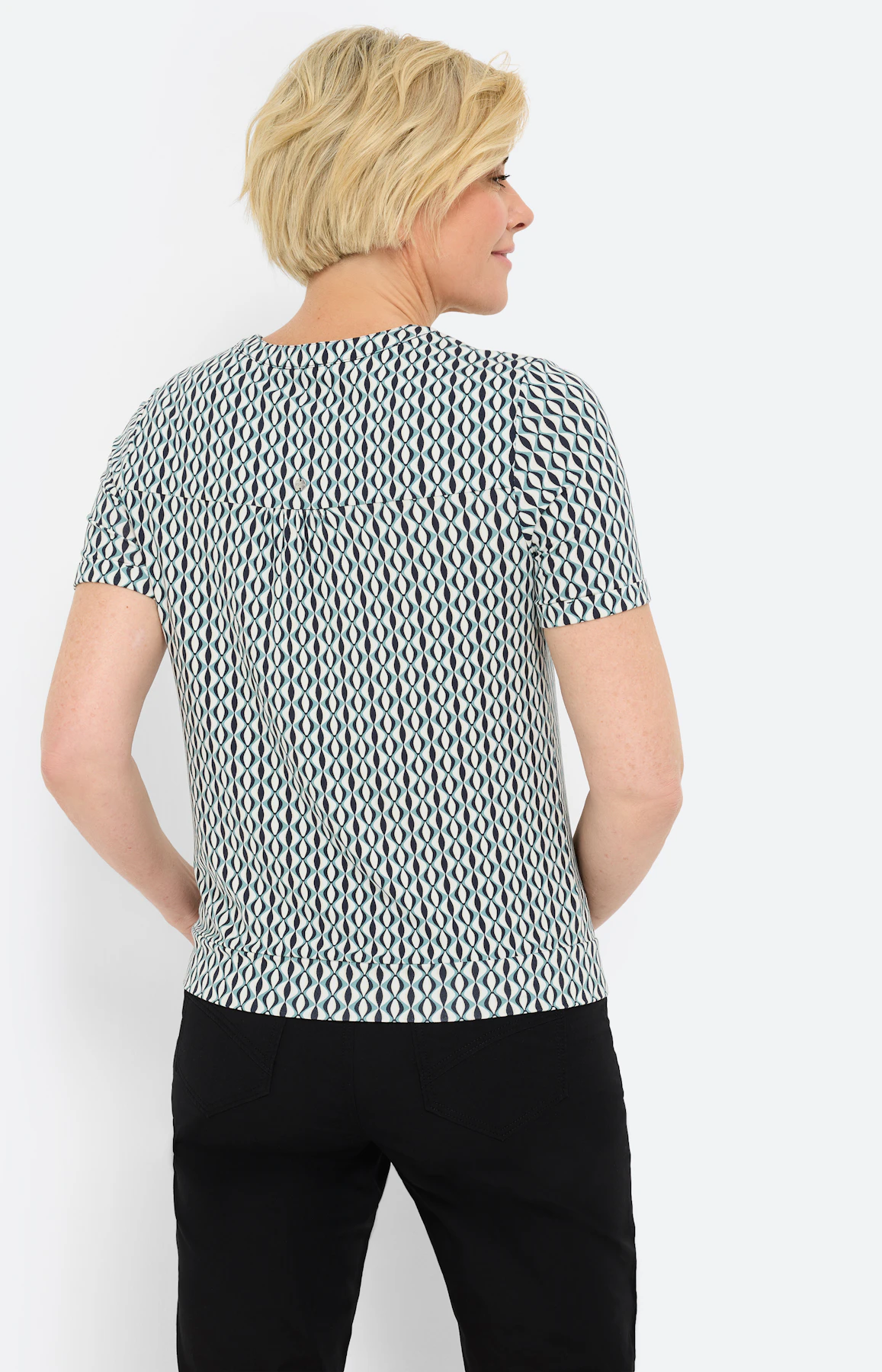 T-shirt met minimal-patroon, aqua