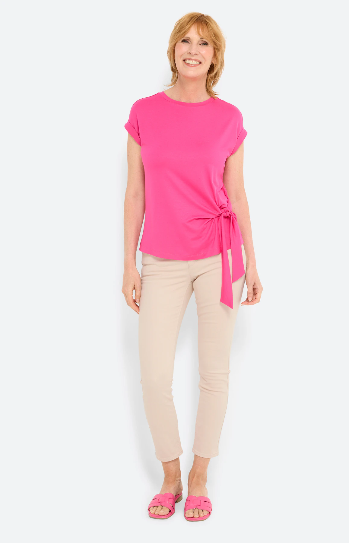 T-shirt met een knoopdetail, pink