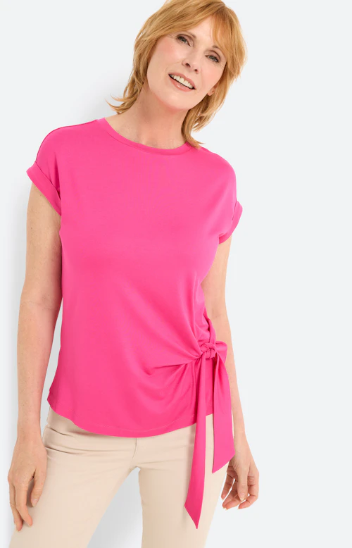 T-shirt met een knoopdetail, pink