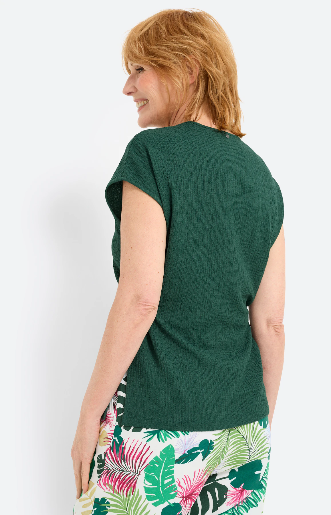 Shirt met strikbandjes, dennengroen