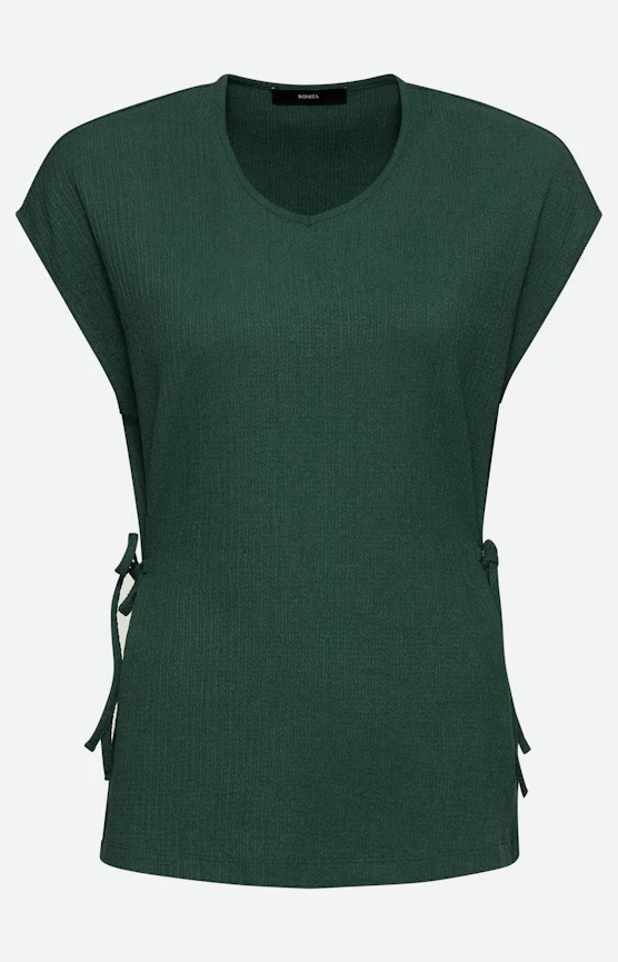 Shirt mit Bindebändern, kieferngrün