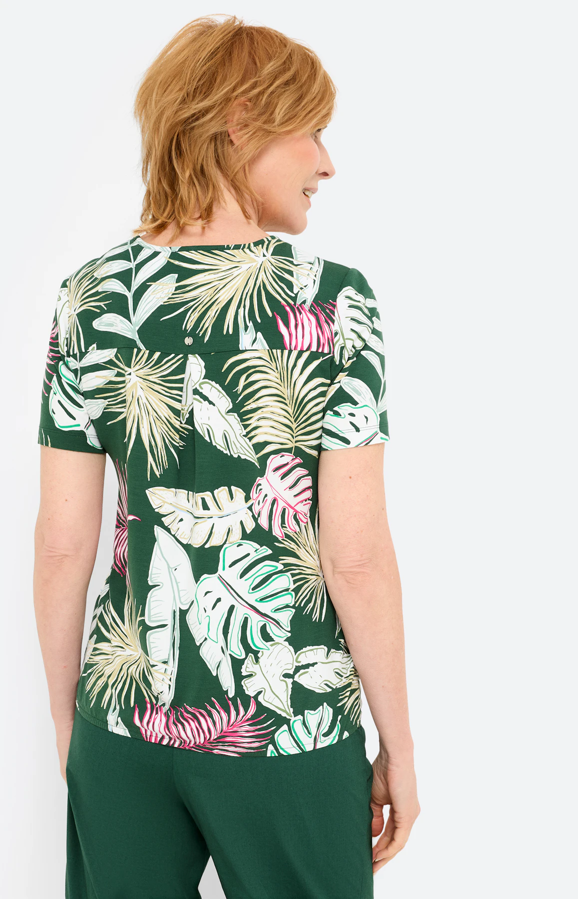 T-shirt met een meshinzet, dennengroen