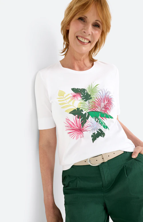 T-shirt met frontprint, wit